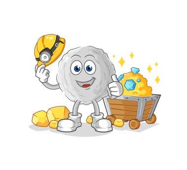 the rock miner with gold character. cartoon mascot vecto