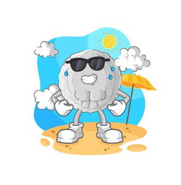 the rock sunbathing in summer. character vecto