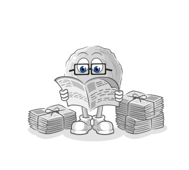 the rock read newspaper cartoon. character vecto