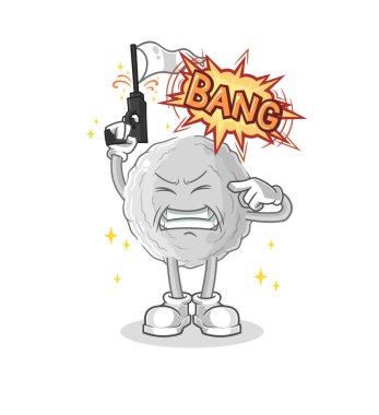 the rock warning shot mascot. cartoon vecto