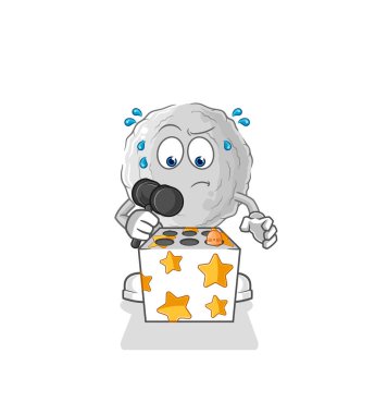 the rock play whack a mole mascot. cartoon vecto