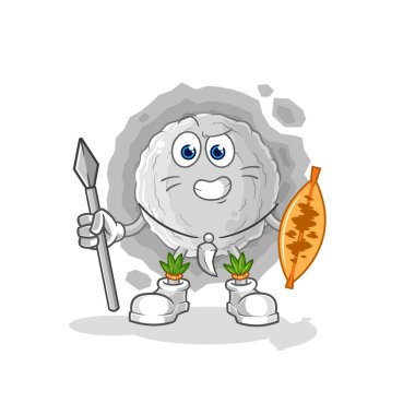 the rock african tribal fighter mascot. cartoon vecto