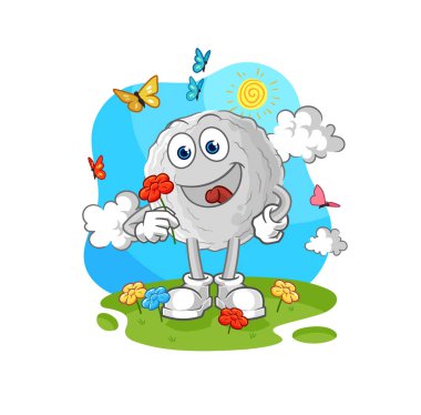 the rock pick flowers in spring. character vecto