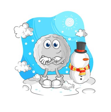 the rock in cold winter character. cartoon mascot vecto
