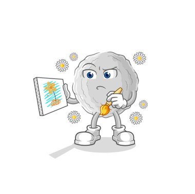 the rock traditional painter cartoon character vecto