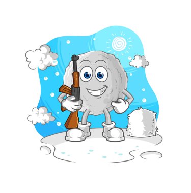 the rock soldier in winter. character mascot vecto