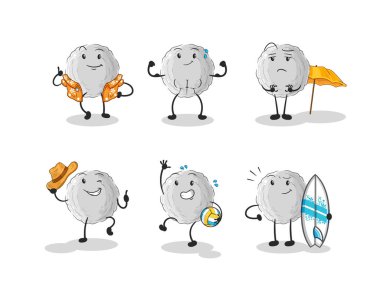 the rock beach vacation set character. cartoon mascot vecto