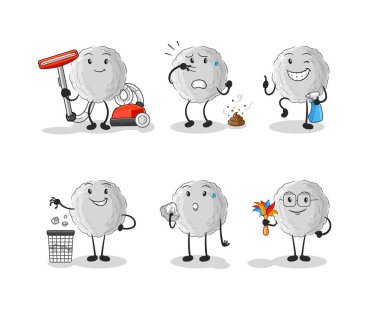 the rock cleaning group character. cartoon mascot vecto