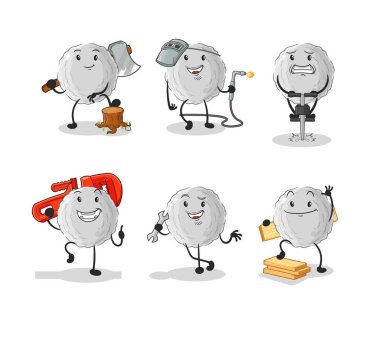 the rock worker set character. cartoon mascot vecto