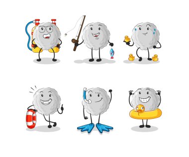 the rock water activity group. cartoon mascot vecto