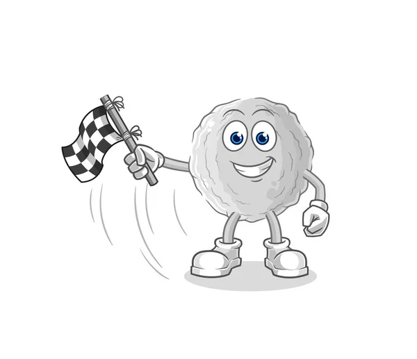 Rock Hold Finish Flag Cartoon Mascot Vecto — Stock vektor