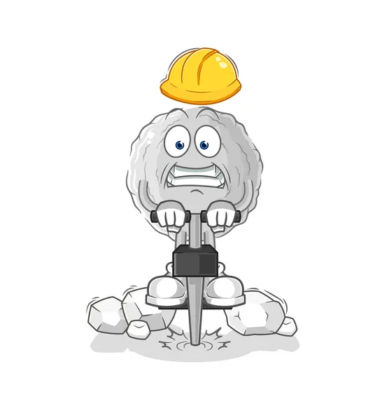 Rock Drill Ground Cartoon Character Vecto — Stockvektor