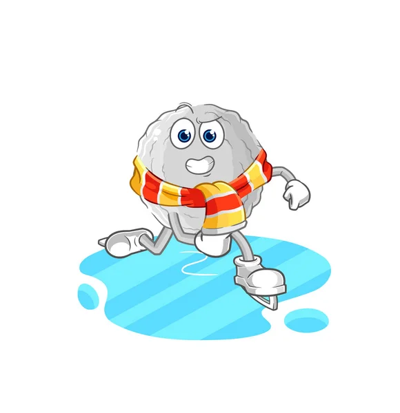 Rock Ice Skiing Cartoon Character Mascot Vecto — Vettoriale Stock