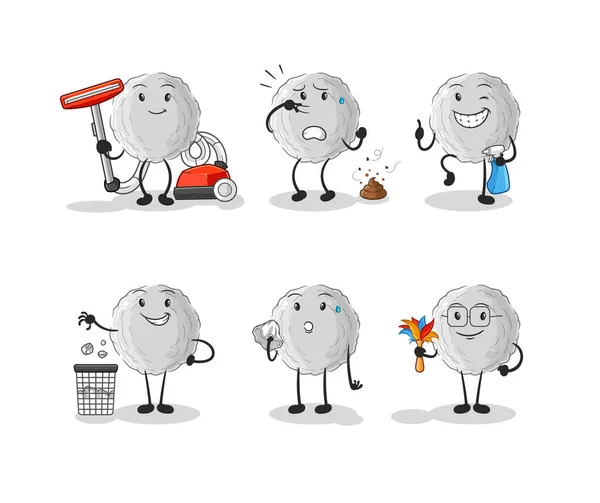 Rock Cleaning Group Character Cartoon Mascot Vecto — ストックベクタ