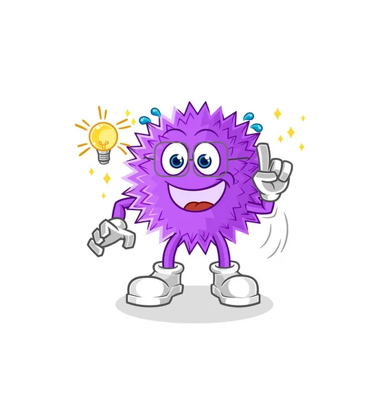 Spiky Ball Got Idea Cartoon Mascot Vecto — Wektor stockowy