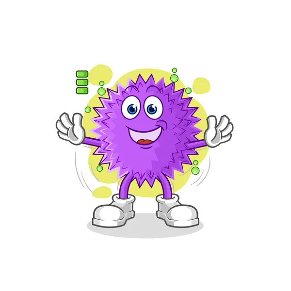 Spiky Ball Full Battery Character Cartoon Mascot Vecto — Wektor stockowy