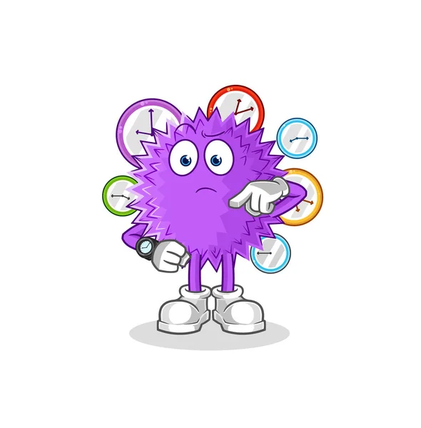 Spiky Ball Wristwatch Cartoon Cartoon Mascot Vecto — Wektor stockowy