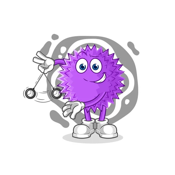 Spiky Ball Hypnotizing Cartoon Cartoon Mascot Vecto — Wektor stockowy