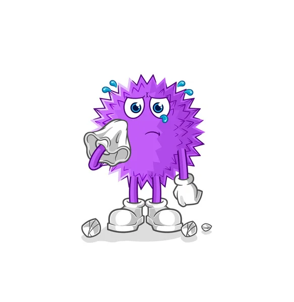 Spiky Ball Cry Tissue Cartoon Mascot Vecto — Stock Vector