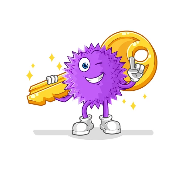 Spiky Ball Carry Key Mascot Cartoon Vecto — Stock vektor