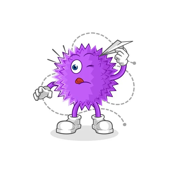Spiky Ball Paper Plane Character Cartoon Mascot Vecto — Stock vektor
