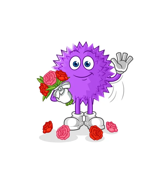 Spiky Ball Bouquet Mascot Cartoon Vecto — Stockový vektor