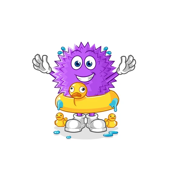 Spiky Ball Duck Buoy Cartoon Cartoon Mascot Vecto — Stock vektor