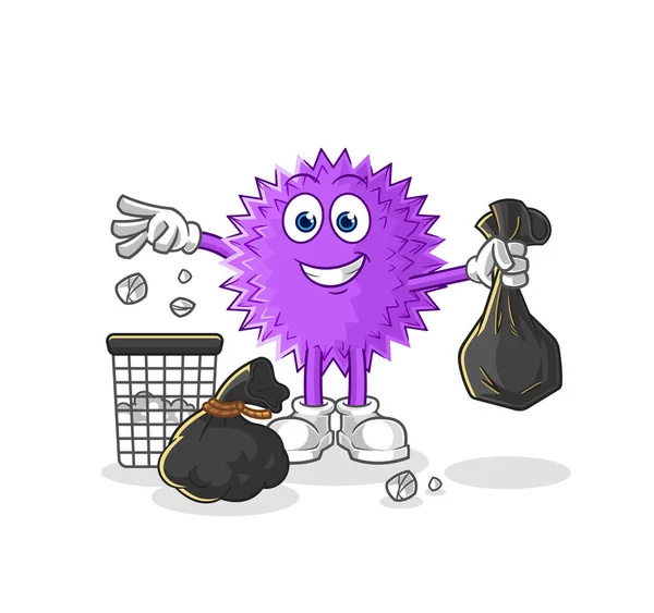 Spiky Ball Throw Garbage Mascot Cartoon Vecto — Vector de stock