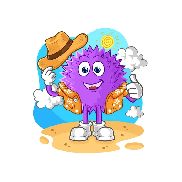 Spiky Ball Vacation Cartoon Mascot Vecto — Stock Vector