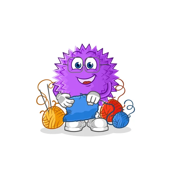 Spiky Ball Tailor Mascot Cartoon Vecto — Stockvector