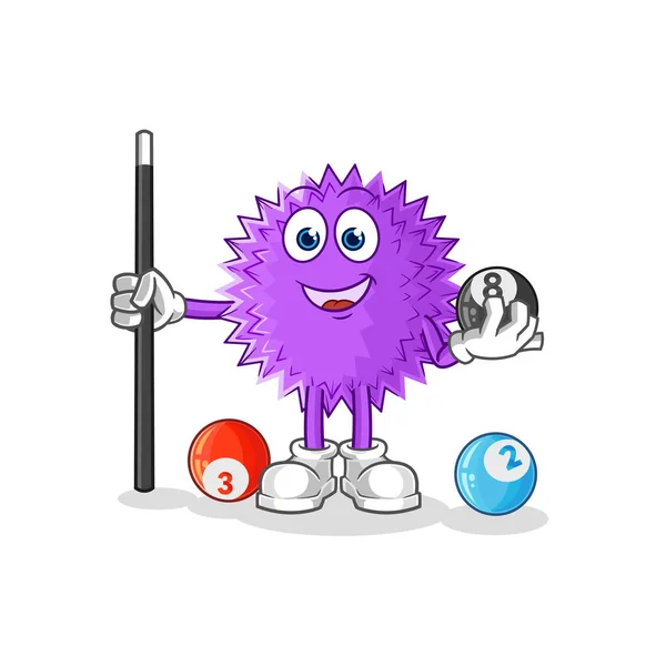 Spiky Ball Plays Billiard Character Cartoon Mascot Vecto — Stock Vector