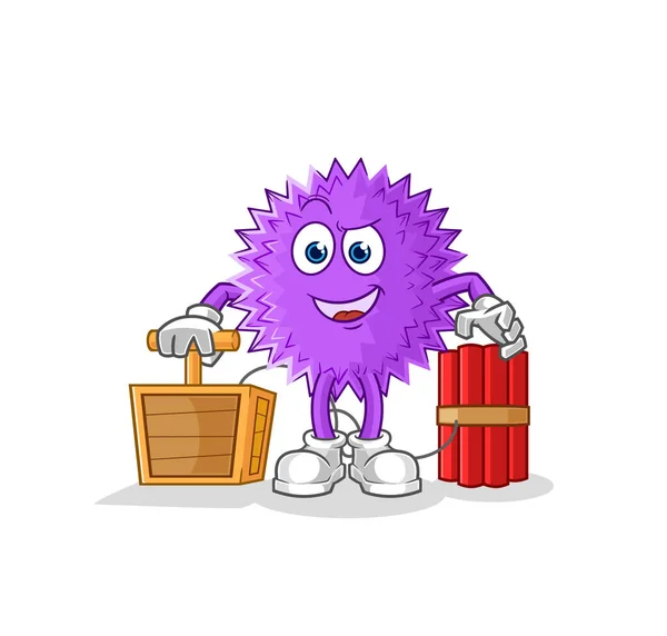 Spiky Ball Maid Mascot Cartoon Vecto — Stock Vector