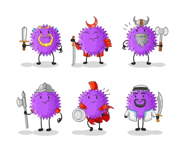 Spiky Ball Villain Group Character Cartoon Mascot Vecto — Stockvector