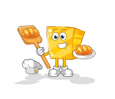 the gold baker with bread. cartoon mascot vecto