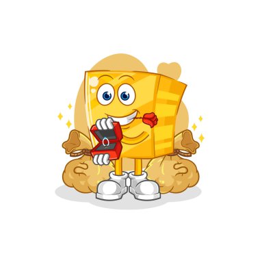 the gold propose with ring. cartoon mascot vecto
