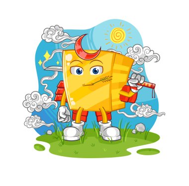 the gold samurai cartoon. cartoon mascot vecto