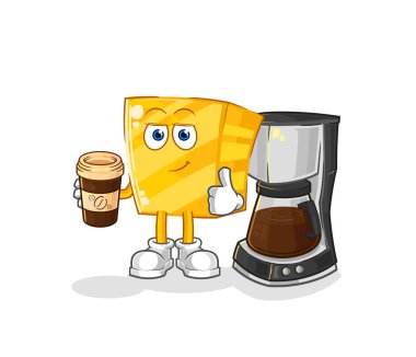 the gold drinking coffee illustration. character vecto