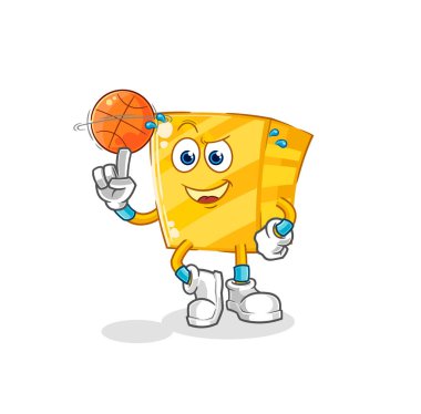 the gold playing basket ball mascot. cartoon vecto