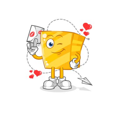 the gold hold love letter illustration. character vecto