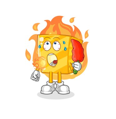 the gold eat hot chilie mascot. cartoon vecto