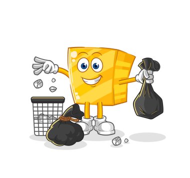 the gold Throw garbage mascot. cartoon vecto
