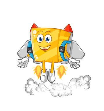 the gold with jetpack mascot. cartoon vecto