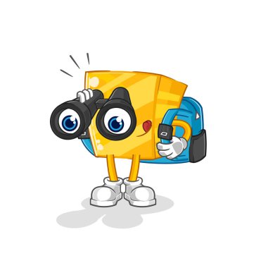 the gold with binoculars character. cartoon mascot vecto