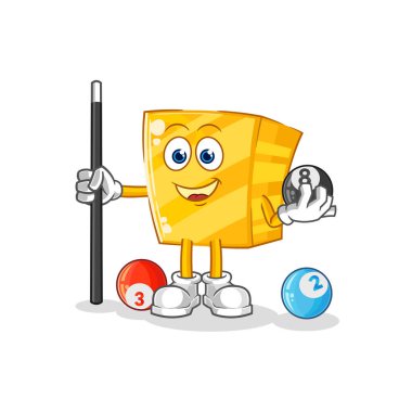 the gold plays billiard character. cartoon mascot vecto