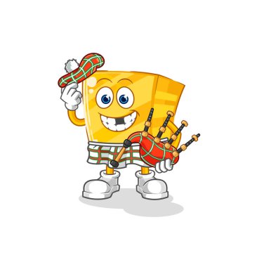 the gold scottish with bagpipes vector. cartoon characte