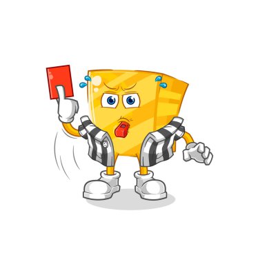 the gold referee with red card illustration. character vecto