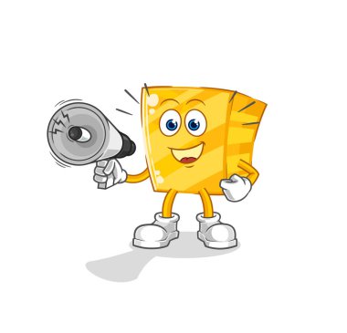 the gold holding hand loudspeakers vector. cartoon characte