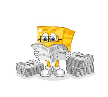 the gold read newspaper cartoon. character vecto