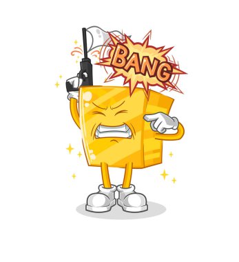 the gold warning shot mascot. cartoon vecto
