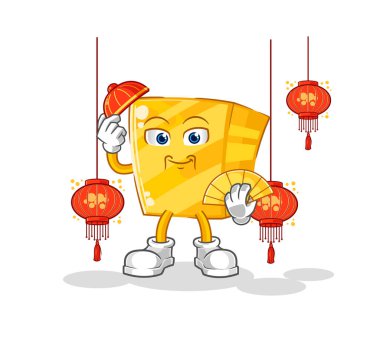 the gold Chinese with lanterns illustration. character vecto